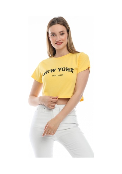 Kadın Newyork Baskılı Tişort Spr21y15 001