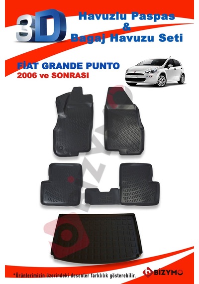 Fiat Grande Punto 2006 Ve Sonrası Paspas Ve Bagaj Havuzu Seti Siyah