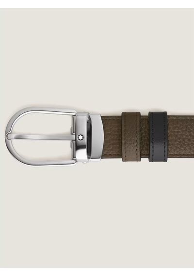 Montblanc At Nalı Tokalı 30 Mm Çift Taraflı Deri Kemer 198449 Kahverengi