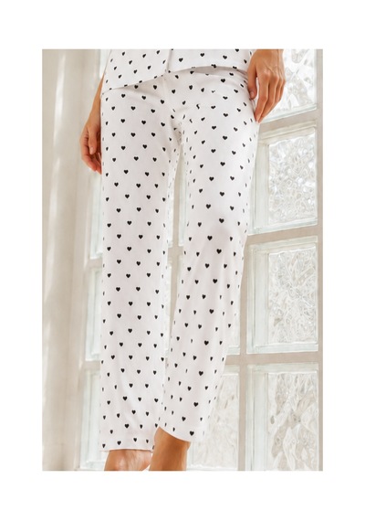 Fit Women Kadın Genç Loose İpliği Boyalı Kar Beyaz Pijama Takımı