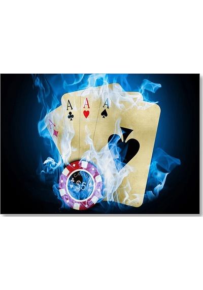Cakasepetim Poker Oyunu Dört As Casino Alev Görseli Ahşap Mdf Tablo