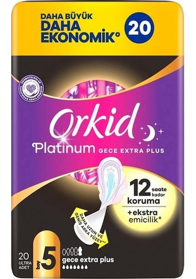 Orkid Platinum Gece Extra Plus Hijyenik Ped 20'li