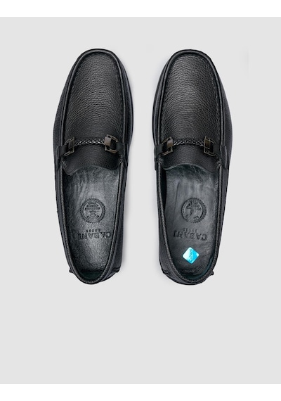 Cabani %100 Hakiki Deri Siyah Toka Detaylı Erkek Loafer Siyah
