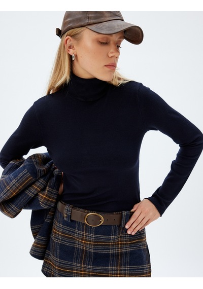 Koton Balıkçı Yaka Triko Kazak Uzun Kollu Slim Fit Lacivert 5wak90412ht Lacivert