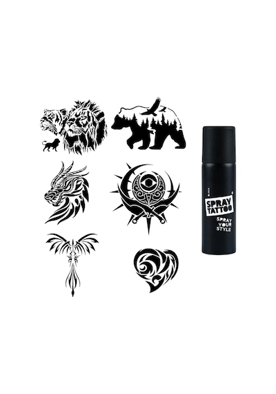Doğa Modelleri Spray Tattoo Geçici Dövme Seti Dark Siyah Sprey