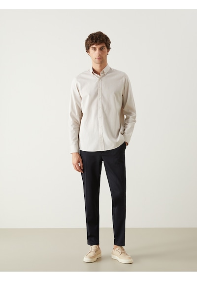 Lcw Vision Bej Slim Fit Uzun Kollu Oxford Erkek Gömlek