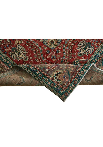 Bespoky Kırmızı Klasik Çiçekli Vintage Salon Halısı El Dokuma