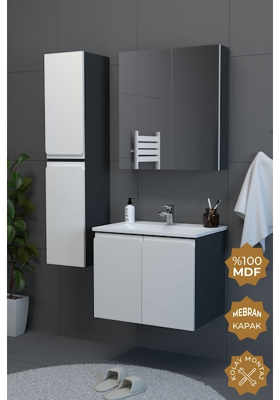 Teta Home Zürih 65 Cm Mdf Gövde Membran Kapak Banyo Dolabı Seti + Boy Dolabı Teta Home Zürih 65 Cm Mdf Gövde Membran Kapak Banyo Dolabı Seti + Boy Dolabı