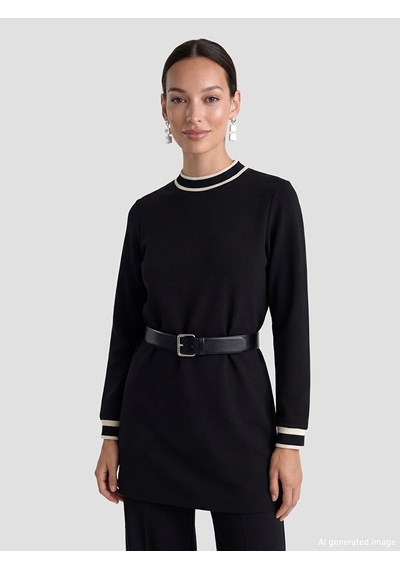 Lcwaıkıkı Classic Siyah Dik Yaka Soft Touch Kadın Sweatshirt Tunik