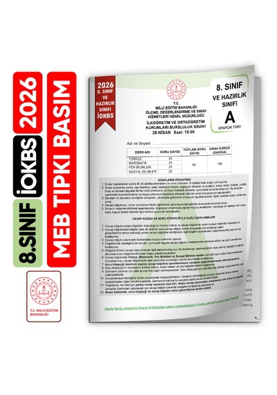 2026 8.sınıf İokbs Bursluluk Tıpkı Basım Çıkmış Soru Meb Kitapçığı Video/pdf Çözümlü Türkiye Geneli