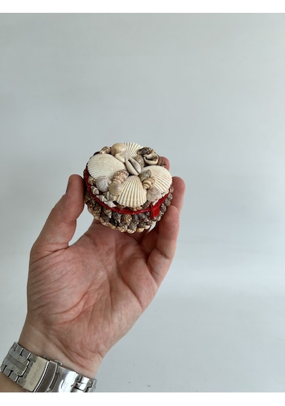 Deniz Kabuğu Kaplamalı Kutu 7x4cm - Mücevher Takı Kutusu