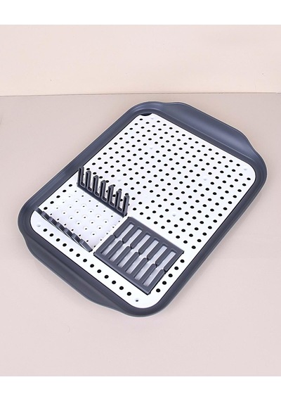 Lüks Plastik Süzmatik Tabaklık Gri 30*41cm