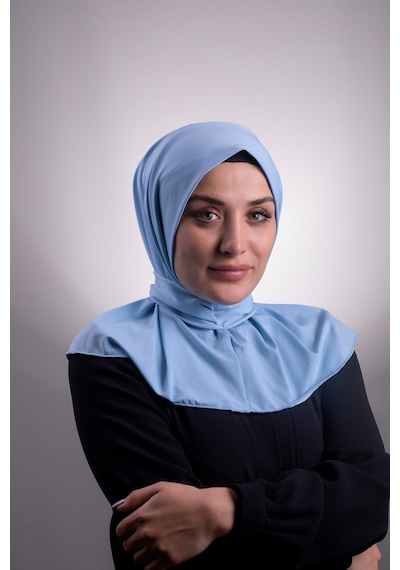 Hürrem Bone Bebe Mavisi Pratik Hazır Geçmeli Tesettür Eşarp Sandy Kumaş Arkad Çok Renkli