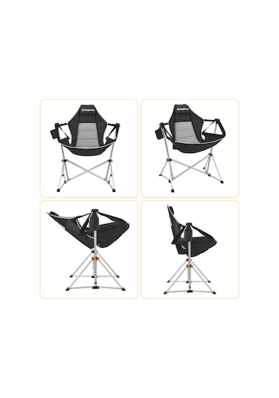 Kingcamp Orchid Salıncaklı Katlanır Kamp Sandalyesi Black/grey Gri - Siyah
