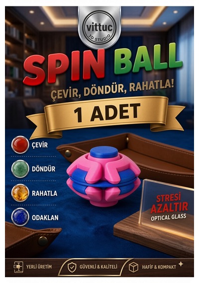 Spinner Ball - Bastıkça Dönen Rulmanlı Viral Stres Top Büyük Boy 1 Adet