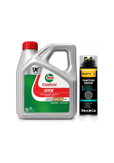 Castrol Gtx Motor Yağı 20w-50 Lpg 3 L + Lastik Tamir Kiti 400 ML