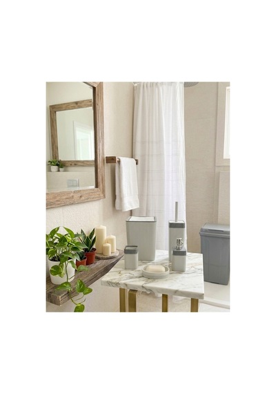 90 Lt Çift Bölmeli Kirli Çamaşır Sepeti Ve 5 Parça Premium Banyo Seti - Renkli Beyaz Ayrı Beyaz - 876111798 Beyaz