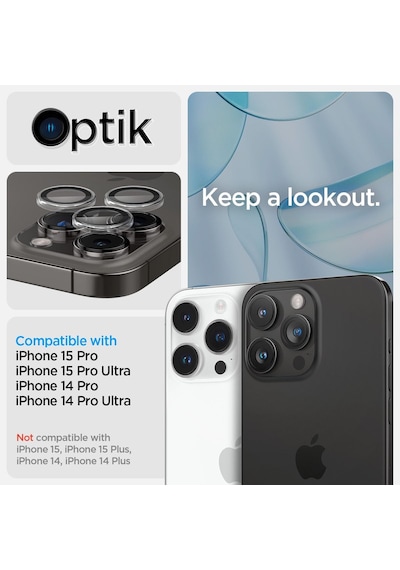 İphone 17 Pro/pro Max / 16 Pro/16 Pro Max / 15 Pro/15 Pro Max İle Uyumlu Kamera Lens Koruyucu Cam Kolay Kurulum Glas.tr Ez Fit Optik Pro 2 Adet Crystal Clear - Agl06914