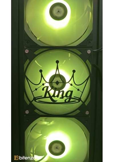 Kral Tacı "king" Yazılı 120x120 Mm Oyun Pc Aksesuarı, Masaüstü Bilgisayar Fan Kapağı Siyah
