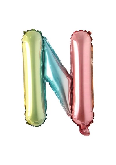 N Harf Gökkuşağı Folyo Balon16 İnç 36 cm