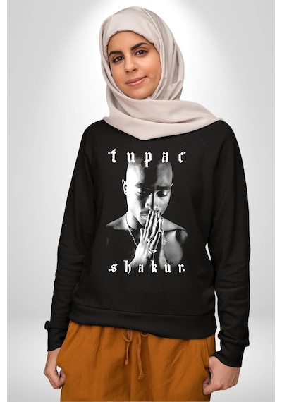 Tupac Shakur Şarkıcı Unisex Siyah Sweatshirt Siyah