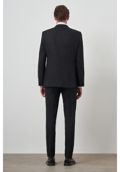 Morven Erkek Siyah Trend Yelekli Slim Fit Sivri Yaka Takım Elbise 25mc001069001 Siyah