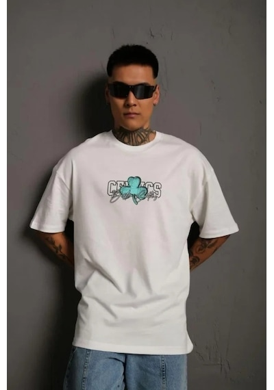 Vexor Erkek Sırt Baskılı T-shirt - Beyaz