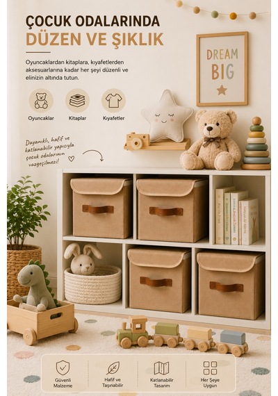 2li Kapaklı Jüt Organizer Kutu Seti 20x20x20 Cm Katlanabilir Düzenleme Kutusu Organizer Seti Dolap, Raf Ve Banyo Düzeni İçin Doğal