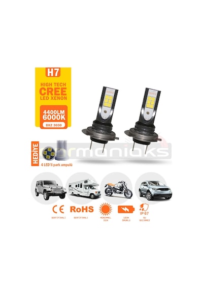 Cree Led Xenon Far Ampulü H1 H3 H4 H7 H11 9005 9006 4400Lm 311291930