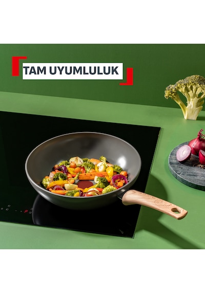 Tefal Renew Wok Tava - 28 Cm Gri