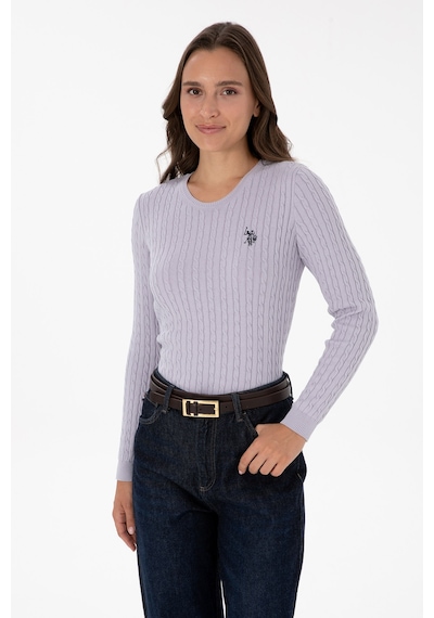 U.S. Polo Assn. Kadın Mor Bisiklet Yaka Basic Kazak 50313626-VR245