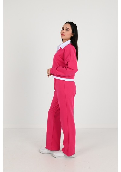 Koza Butik Kadın Polo Yaka Bol Paça Eşofman Takımı 3986-24 001