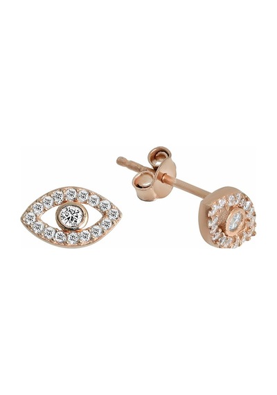 Göz Motifli Gümüş Küpe Rose Gold