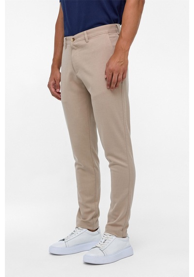 Süvari Bej Slim Fit Desenli Kumaş Pantolon-38291 Bej