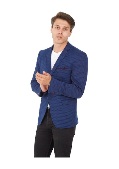 Sposo 5104 Dar Kalıp Örme Kumaş Lacivert Erkek Blazer Ceket Lacivert