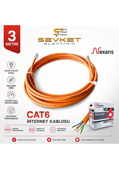 Nexans 3 Metre Cat6 Data Kablosu Turuncu Halojen Free Patch Cord