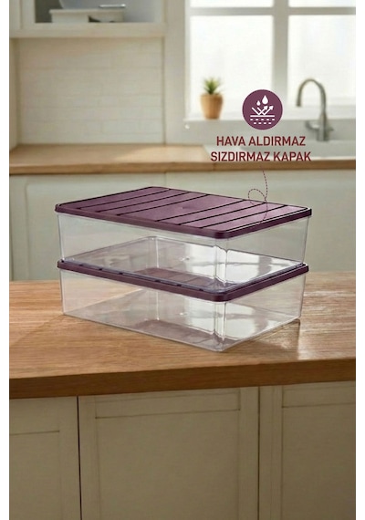 Selka Home 2 Adet 4 Lt. Nora Organizer Buzdolabı Buzluk Düzenleyici Saklama Kabı