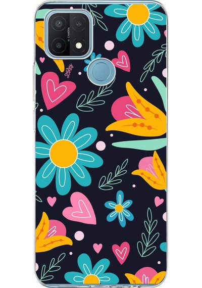 Oppo A15 İle Uyumlu 1mm Slim Fit Retro Renkler 1 Baskılı Şeffaf Kılıf Şeffaf