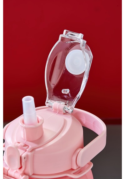Labubu Suluk - 1000 Ml Taşınabilir Kulplu, Pipetli, Bpa Sız, Kilitli Ve Sızdırmaz Kapak - Pembe Pembe