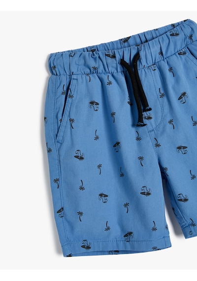 Koton Chino Şort Cepli Dinozor Baskılı Mavi Desenli 4skb40087tw Mavi