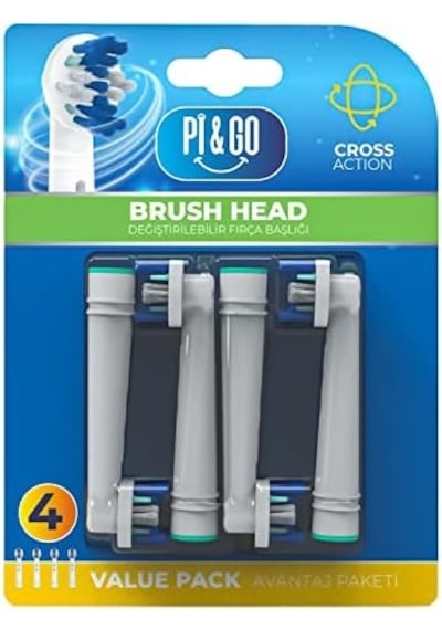 Pi&go Oral B Şarjlı Diş Fırçası Uyumlu Yedek Başlık - Elektrikli Diş Fırçası Yedek Başlığı, 4 Adet