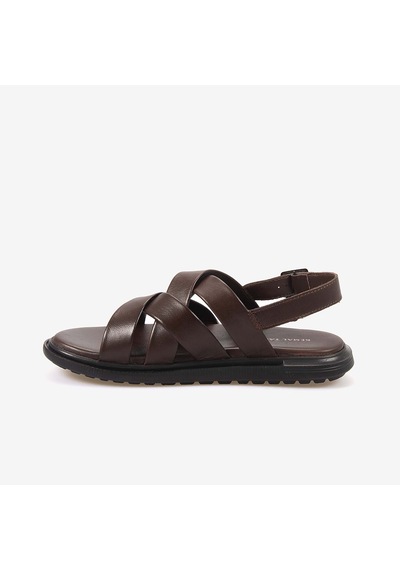Kemal Tanca Erkek Kauçuk Tabanlı Deri Comfort Günlük Çapraz Bantlı Sandalet 555 Kahverengi