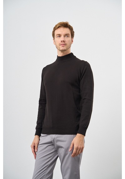 Morven Erkek Siyah Basic Yarım Balıkçı Yaka Dynamic Fit Rahat Kesim Triko 26kc017001001 Siyah Siyah