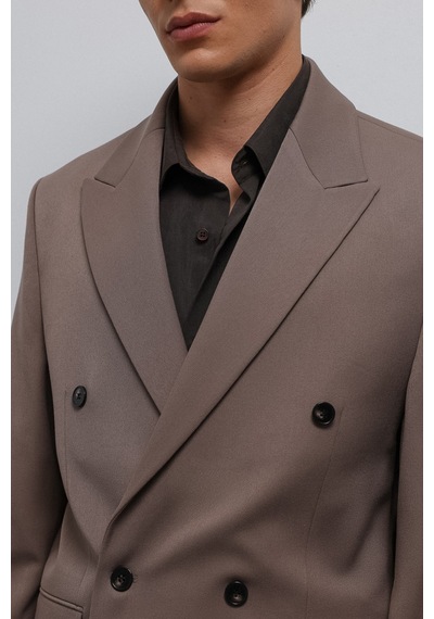 Antioch Relax Fit Kruvaze Erkek Blazer Ceket Vizon