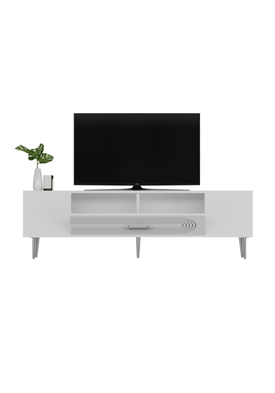 Camilla Tv Sehpası Tv Ünitesi 150 Cm Beyaz Gümüş