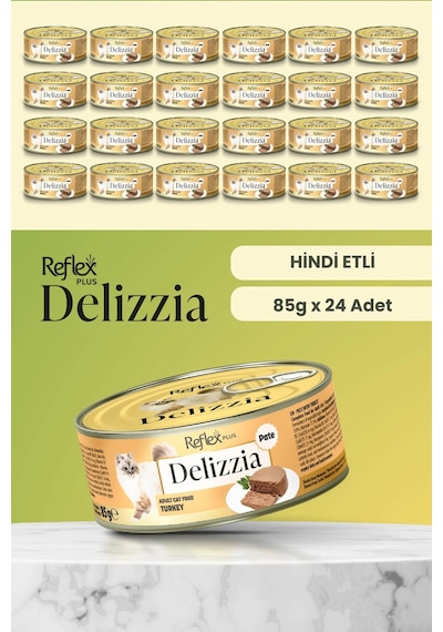 Plus Delizzia / Kıyılmış Hindi Etli Yetişkin Kedi Maması 85g X 24 Adet