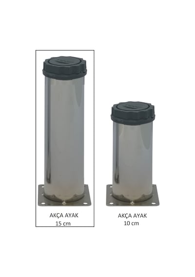 Akça Ayak, Baza, Yatak, Koltuk, Kanepe, Masa, Puf, Sehpa Tv Ünitesi Ayarlanabilir Metal Ayak 15 Cm Krom