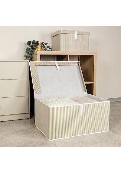Çok Amaçlı Düzenleyici Kapaklı Sandık Tipi Kutu Hurç Organizer 50 X 40 X 30, Kahverengi