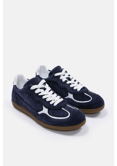 Team Lacivert Süet Hakiki Deri Kadın Sneaker Lacivert