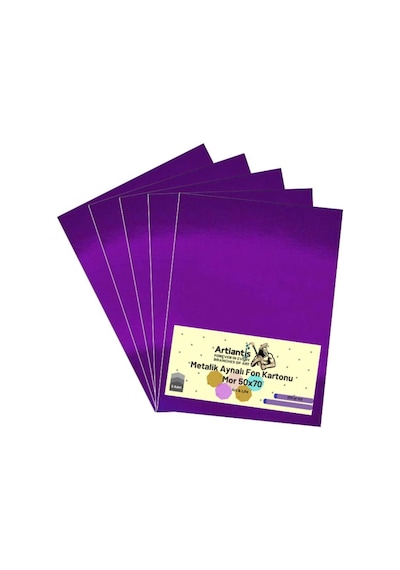 Mor 50x70 Metalik Aynalı Fon Kartonu 5 Adet 1 Paket Artlantis Aynalı Metalik Fon Kartonu